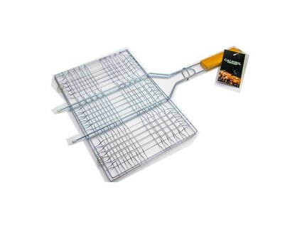 Caligril Ijzeren Klemrooster - BBQ Barbecue Klemrooster met houten hendel - 54 x 34 x 2,5cm