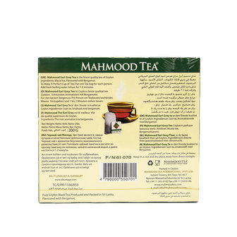 Mahmood Theezakjes Earl Grey 100 Stuks achterkant