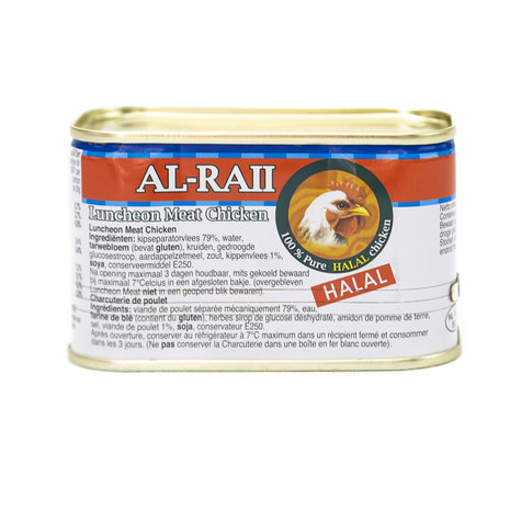 Al Raii Ingeblikte Halal Kip 200 Gram achterkant