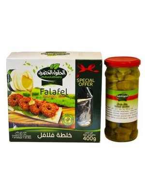 Al Hokool Al Khadra Falafel *SPECIALE AANBOD* mix 400 Gram + Augurken 250 Gram