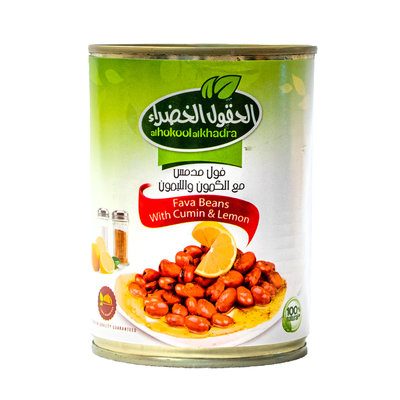 Al Hokool Al Khadra Gekookte Bonen (foul) gemixt met Komijn & Citroen 400 Gram