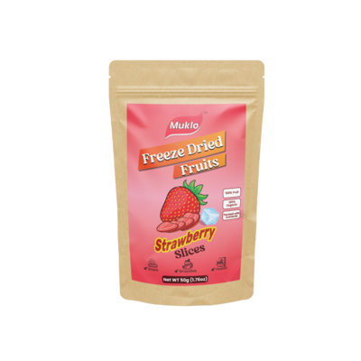 Muklo Freeze Dried Fruits Strawberry (Aardbei) Slices 50 Gram (Gevriesdroogd Fruit Chips) 